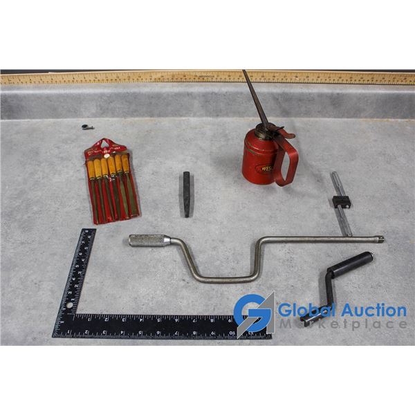 Oiler, Hand Ratchet & Wood Working Tools