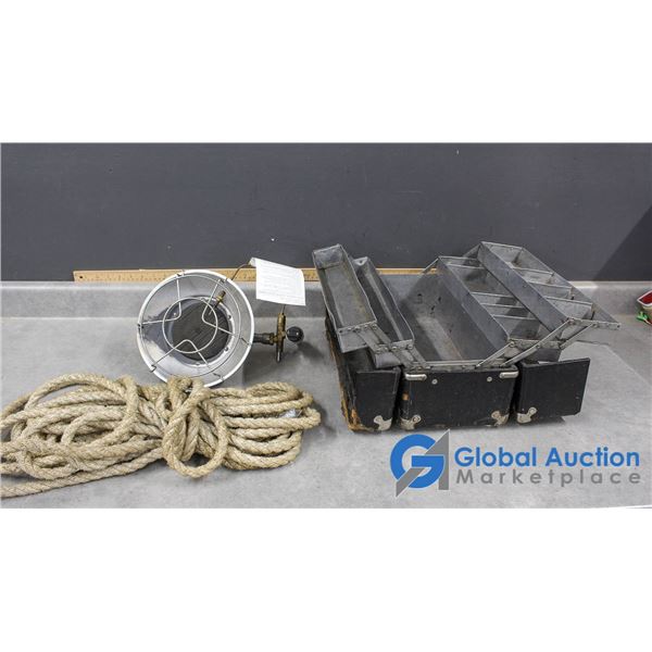 Vintage Toolbox, Propane Heater & Rope