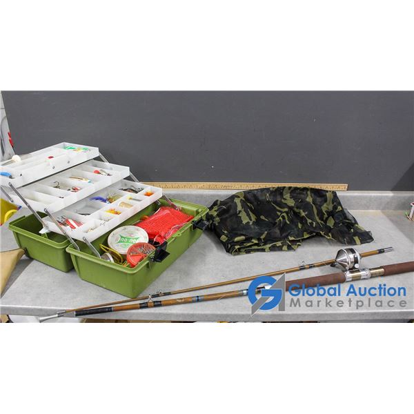Tackle Box w/Contents & Fishing Rod