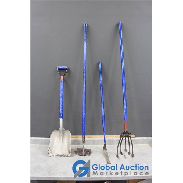 **(4) Garden Tools - Shovel, Hoes & Rake