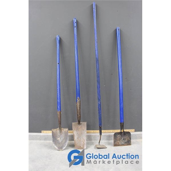**(4) Garden Tools - Trench Shovel, Scraper, Hoe & Spade