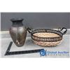 Image 1 : Decorative Vase & Wicker Style Basket