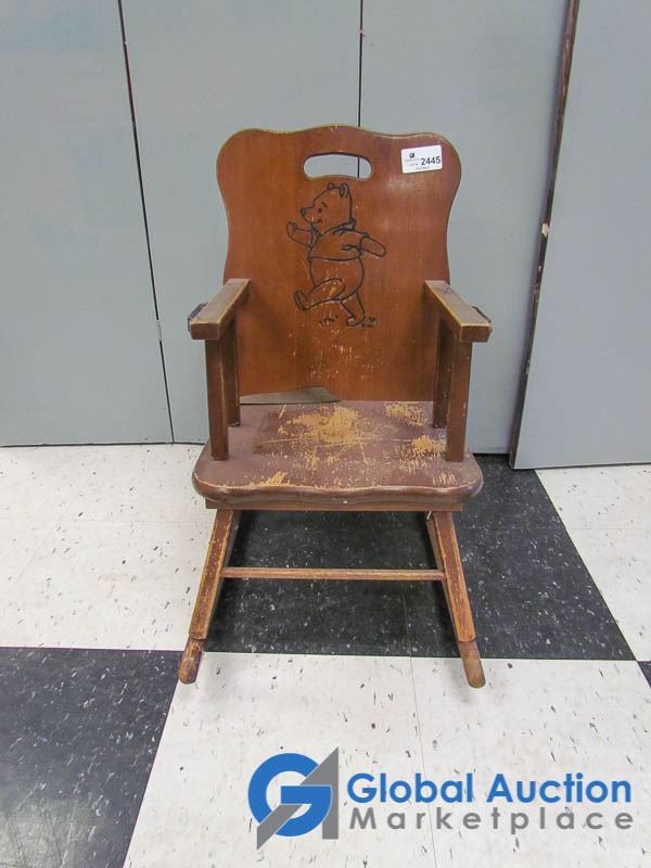 Vintage Children's Winnie The Pooh Rocking Chair w/Tray