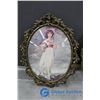Image 2 : Vintage Pinky Lady and Blue Boy Print, Ornate Oval Frame, Vintage Oval Frame & Extras