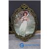 Image 4 : Vintage Pinky Lady and Blue Boy Print, Ornate Oval Frame, Vintage Oval Frame & Extras