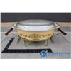 "Golden Rose" 1967 - 1968 Pyrex Casserole Dish w/Lid & Buffet Warming Tray