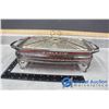 Pyrex Casserole Dish w/ Beautiful Metal Serving Holder & Lid