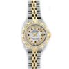 Image 2 : Rolex Ladies 2 Tone MOP Ruby & Pyramid Diamond Lugs Oyster Perpetual Datejust Wr