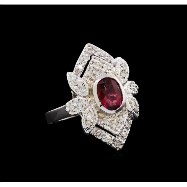 1.54 ctw Pink Tourmaline and Diamond Ring - 14KT White Gold