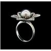 Image 4 : Pearl and Diamond Ring - 14KT White Gold