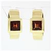 Image 1 : 14k Yellow Gold 2.50 ctw Square Step Cut Brownish Red Garnet Cuff Huggie Earring