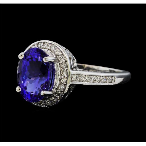 2.94 ctw Tanzanite and Diamond Ring - 14KT White Gold