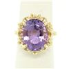 Image 2 : 14k Solid Yellow Gold Rope Frame Large 6.71 ctw Oval Step Amethyst Solitaire Rin