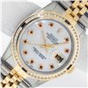 Image 1 : Rolex Mens 2 Tone MOP Ruby Diamond Channel Set Datejust 36MM Oyster Perpetual Wr