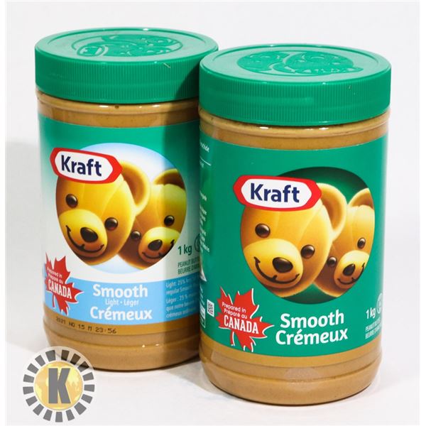 TWO KRAFT SMOOTH PEANUT BUTTER