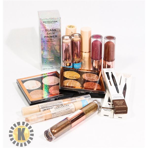 BAG OF NEW ASSORTED REVOLUTION COSMETIC PRODUCTS
