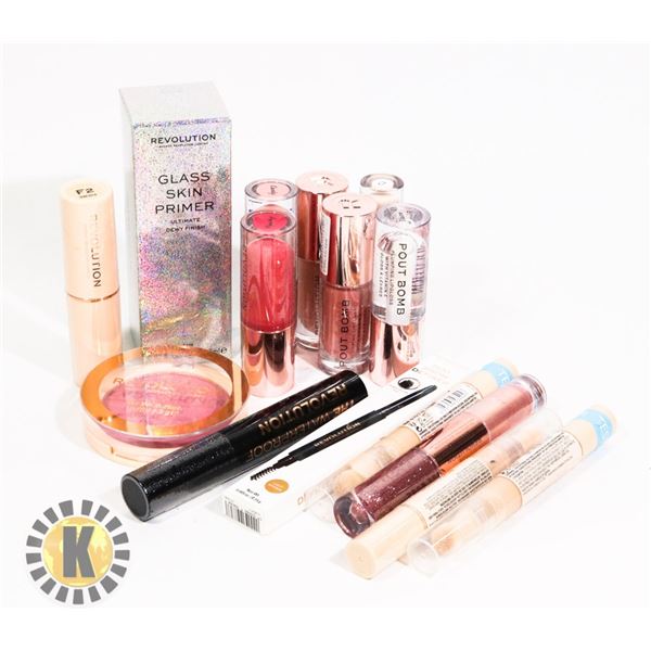 BAG OF NEW ASSORTED REVOLUTION COSMETIC PRODUCTS