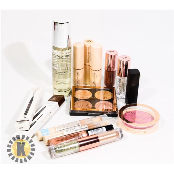 BAG OF NEW ASSORTED REVOLUTION COSMETIC PRODUCTS