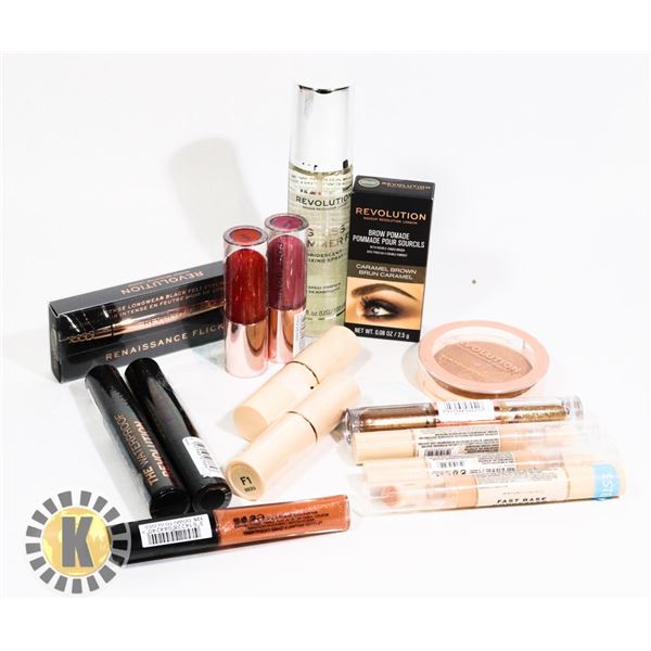 BAG OF NEW ASSORTED REVOLUTION COSMETIC PRODUCTS