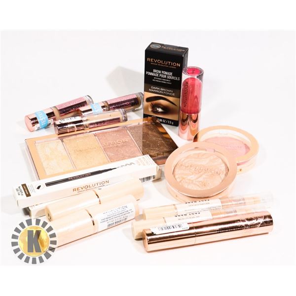 BAG OF NEW ASSORTED REVOLUTION COSMETIC PRODUCTS