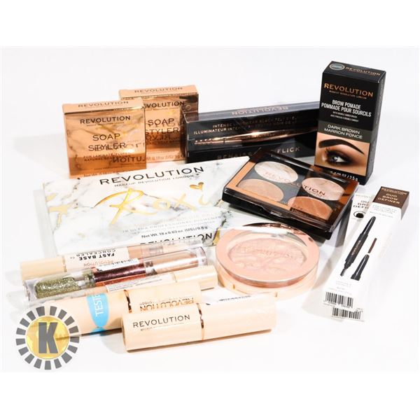 BAG OF NEW ASSORTED REVOLUTION COSMETIC PRODUCTS