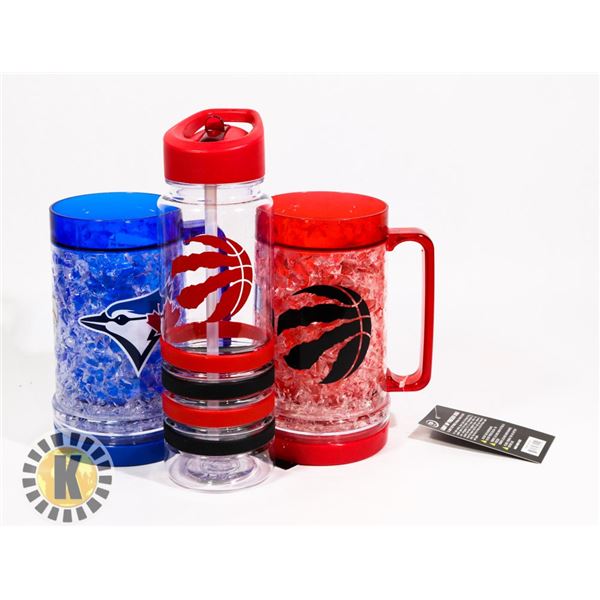 BAG OF CANADIAN SPORT THEMED CUPS AND BOTTLE