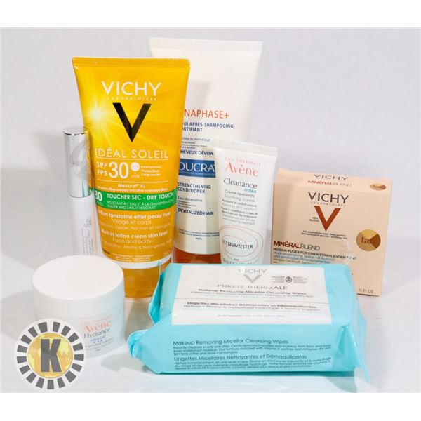 BAG OF SKIN AND HAIR CARE PRODUCTS INCLUDES VICHY
