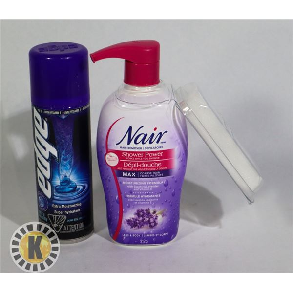 BAG OF SHAVING PRODUCTS INCLUDES NAIR