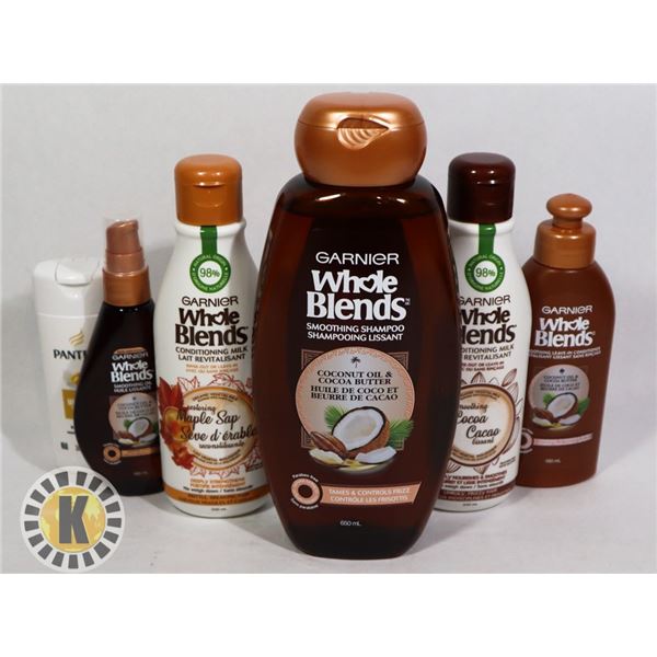BAG OF GARNIER WHOLE BLENDS HAIR PRODUCTS