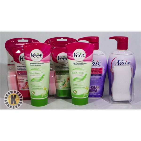 ASSORTED BAG OF VEET  & NAIR HAIR REMOVAL PRODUCTS