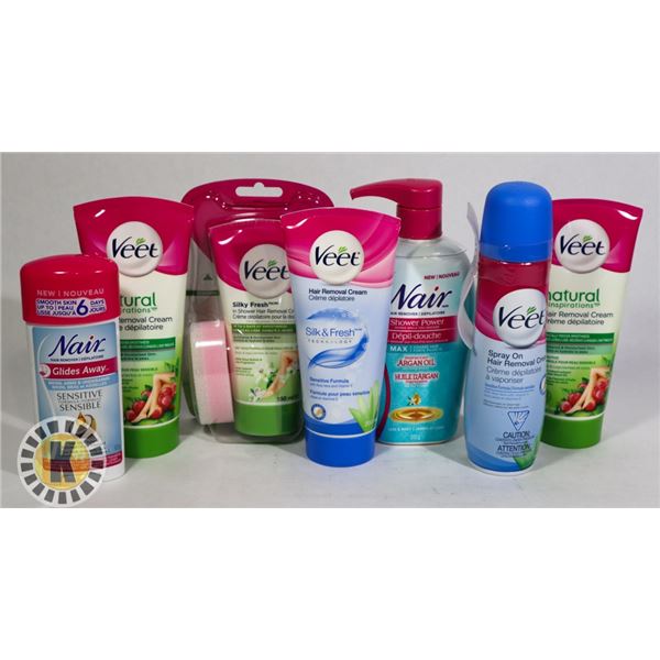 ASSORTED BAG OF VEET  & NAIR HAIR REMOVAL PRODUCTS