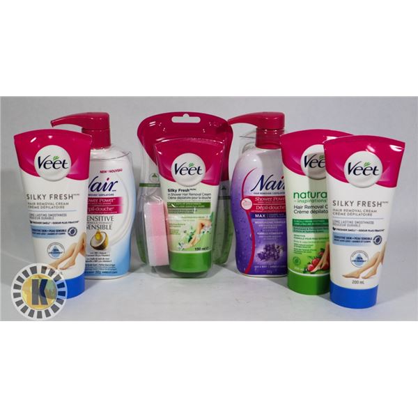 ASSORTED BAG OF VEET  & NAIR HAIR REMOVAL PRODUCTS