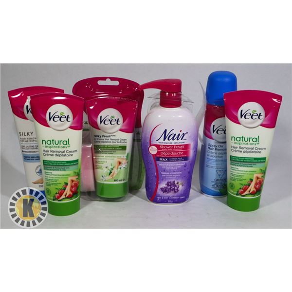 ASSORTED BAG OF VEET  & NAIR HAIR REMOVAL PRODUCTS