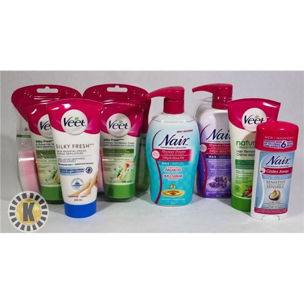 ASSORTED BAG OF VEET  & NAIR HAIR REMOVAL PRODUCTS