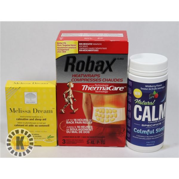 BAG OF ROBAX HEATWRAPS AND NATURAL CALM