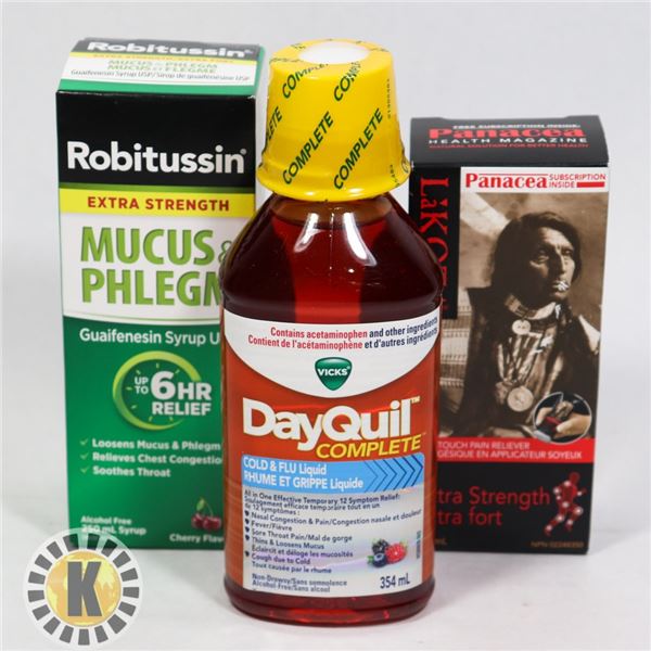 BAG OF DAYQUIL, ROBITUDDIN  AND LaKOTA