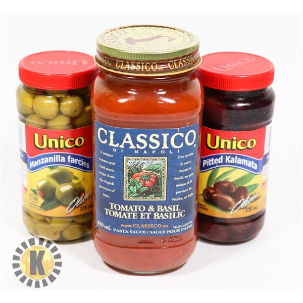 CLASSICO TOMATO SAUCE & UNICO MANZANILLA