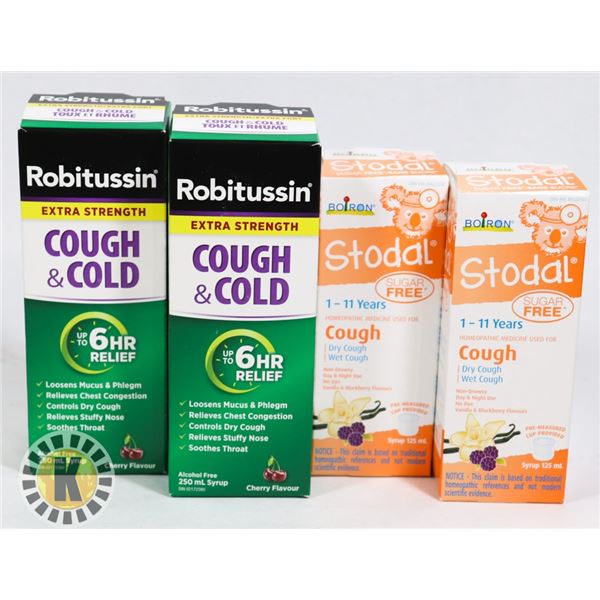 BAG OF ROBITUSSIN AND STODAL KIDS COUGH MEDICINE