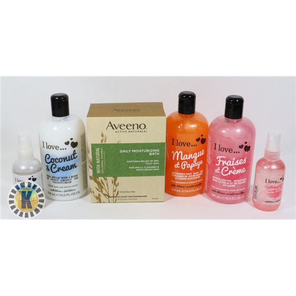BAG OF ASSORTED SHOWER CREAMS INCLUDES I LOVE...