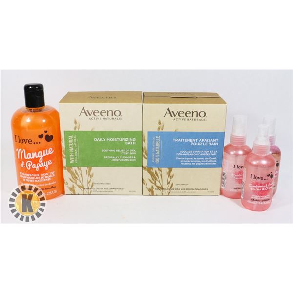 BAG OF ASSORTED SHOWER CREAMS INCLUDES I LOVE...