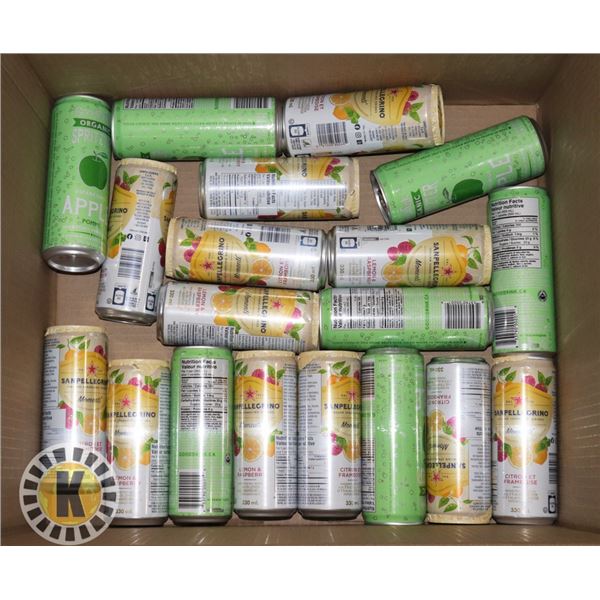 BOX OF SPARKLING WATER/FRUIT JUICE