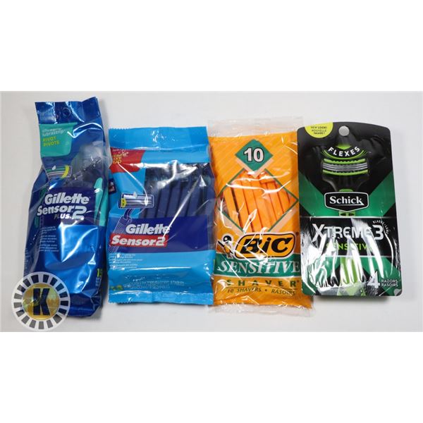 BAG OF ASSORTED SHAVERS/RAZORS INCLUDES GILLETTE