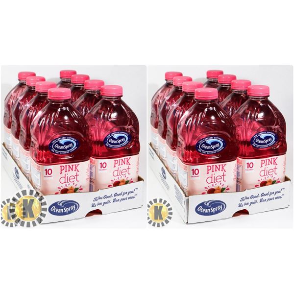 2 CASES OF 8 OCEAN SPRAY DIET PINK CRANBERRY JUICE