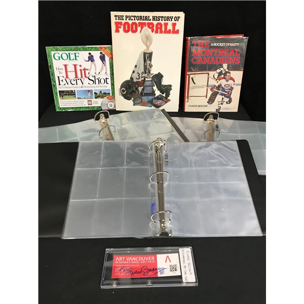 SPORTS BOOKS/ PLASTIC CARD SLEEVES LOT