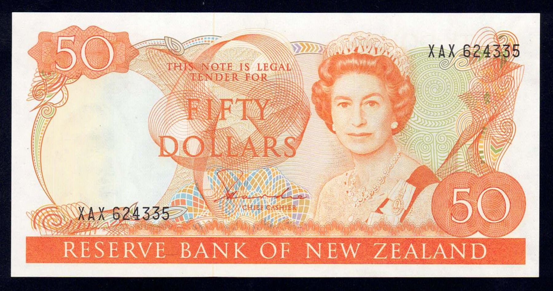 NEW ZEALAND 50 Dollars. 1983. Sig Hardie. 1ST ISSUE OF NEW DENOMINATION