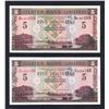 Image 1 : NORTHERN IRELAND Ulster Bank. 5 Pounds. 1.7.1998 & 1.1.2001. Sig Wilson