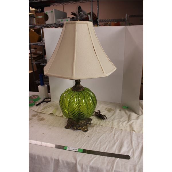 green glass retro lamp with shade