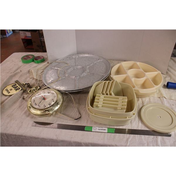 plastic serving trays - hanging bar clock light