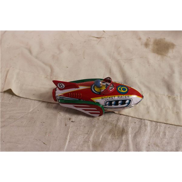 tin rocket racer toy in box