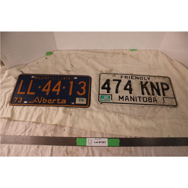 1973 + 1992 Alberta/Manitoba license plates